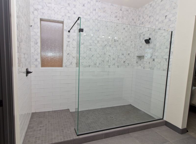 Contemporary Shower with Geometric Tiles